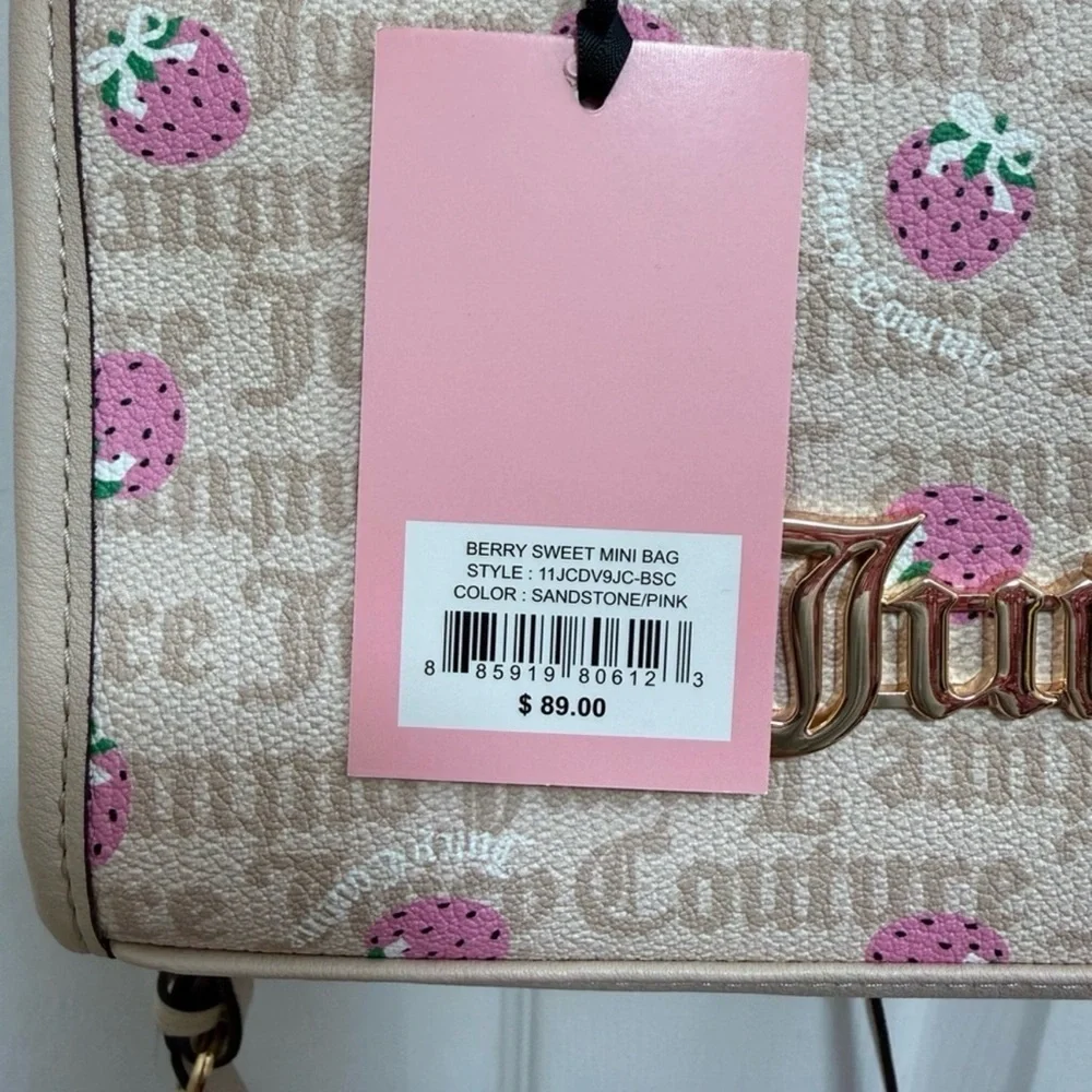 NWT Juicy Couture Berry Sweet Mini Bag in Sandstone/Pink